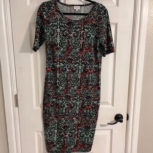 LuLaRoe Women's Dress‎ Sheath Short Sleeve Printed Casual Black L